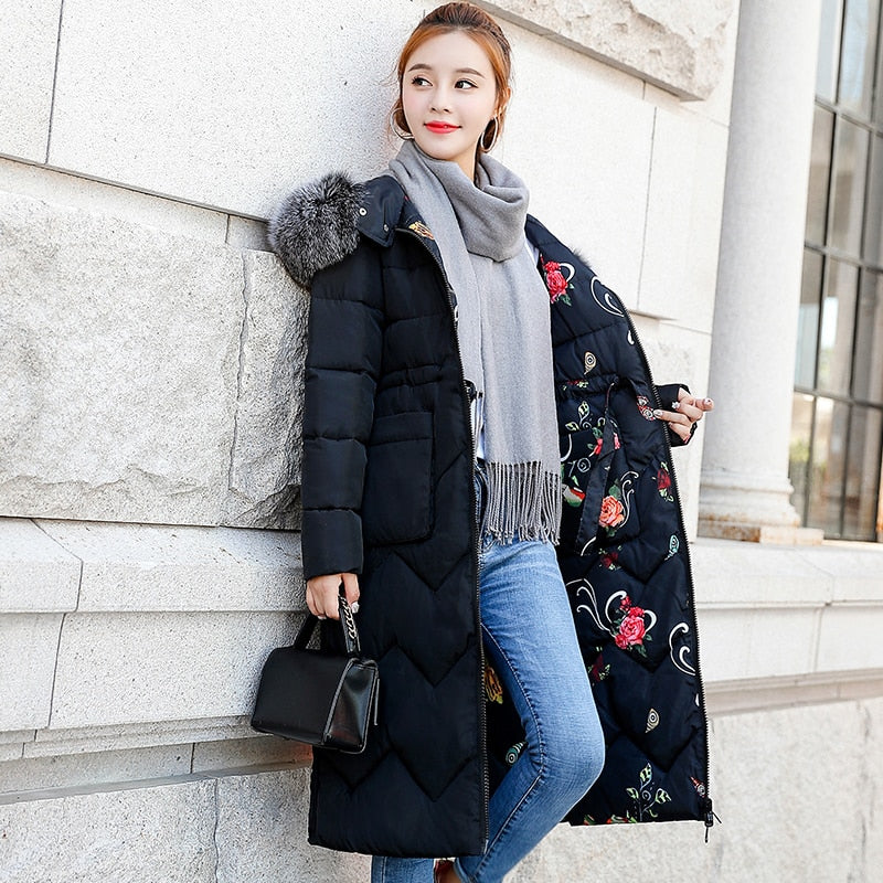 Both Sides Wearable Fur Hooded Long Coat