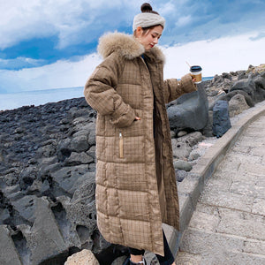 Women Hooded With Fur long Down Coat