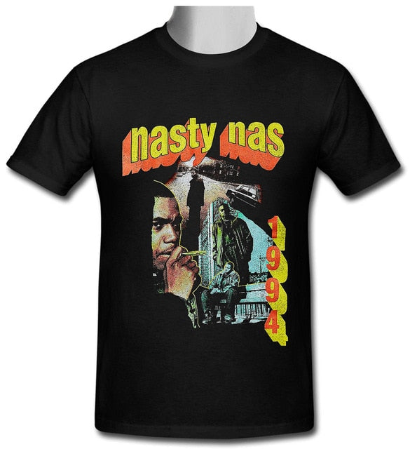 Nasty Nas Vintage Retro Hip Hop Black T-shirt