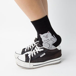 Funny Cartoon Cat Breathable Socks