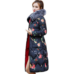 Jacket With Fur Hooded Long Padded Female Coat