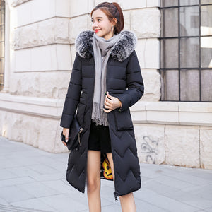 Jacket With Fur Hooded Long Padded Female Coat