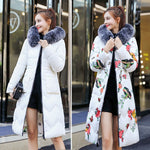 Jacket With Fur Hooded Long Padded Female Coat