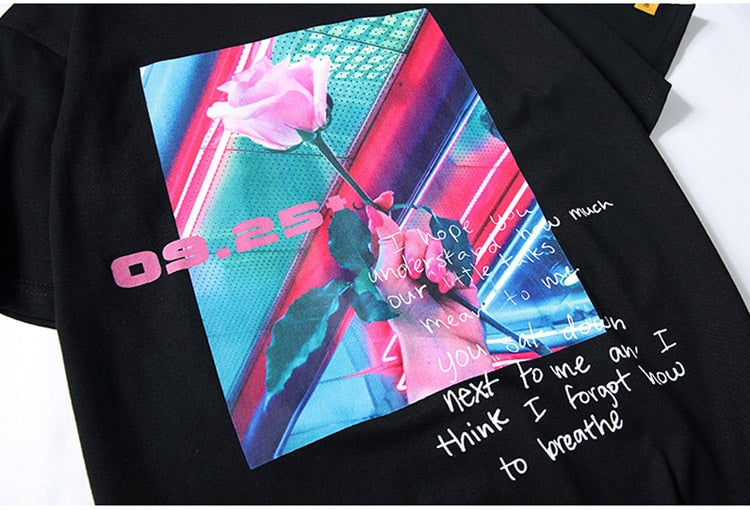 Hip Hop Streetwear Rose T-shirt