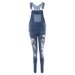 Denim Jumpsuit Ripped Holes Casual Jeans