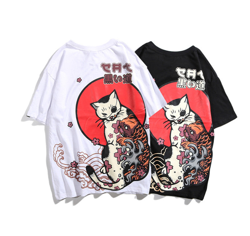 Ukiyo E Cat Printed T-shirt