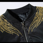 Embroidery Wing Feather Winter Bomber Jacket