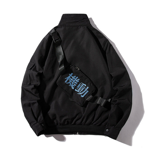 Back Embroidery Letter Windbreaker Zippe Thin Jackets