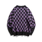 Round Neck Checker Loose Sweater