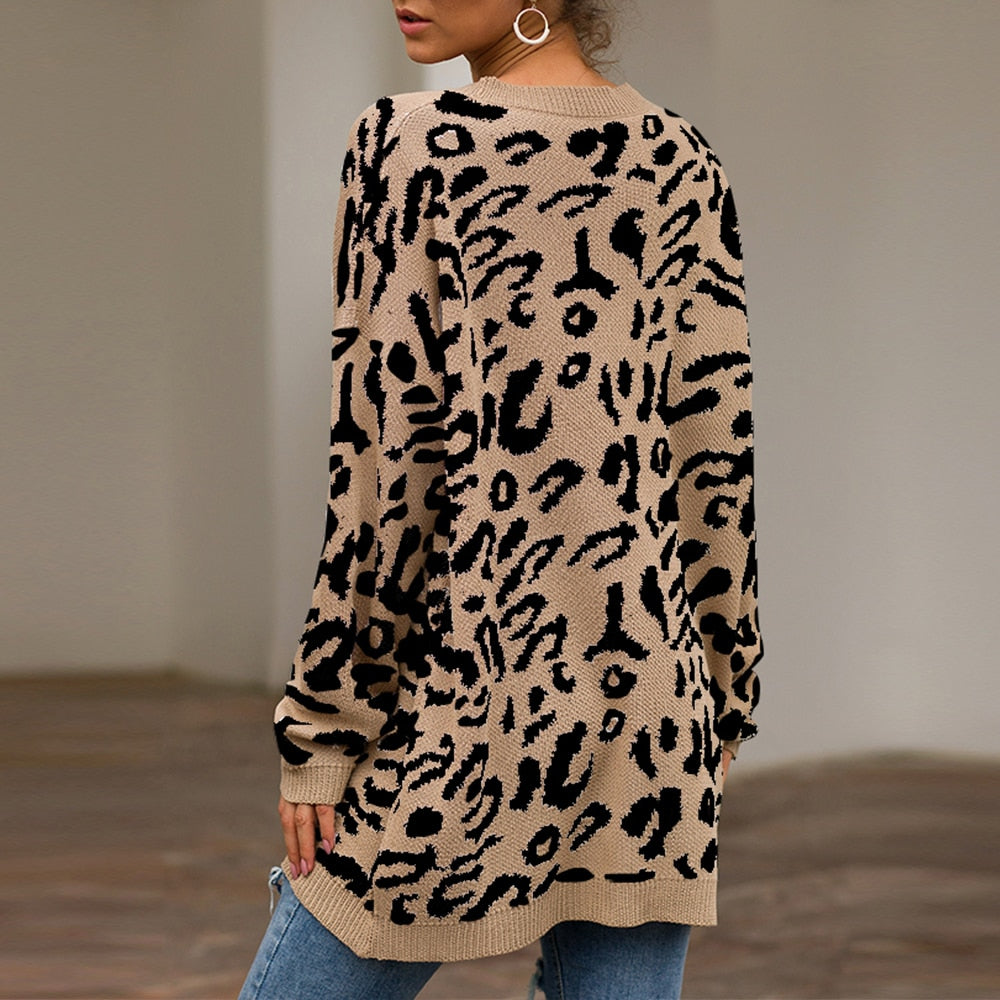 Leopard Print Knitted Sweater