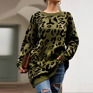 Leopard Print Knitted Sweater