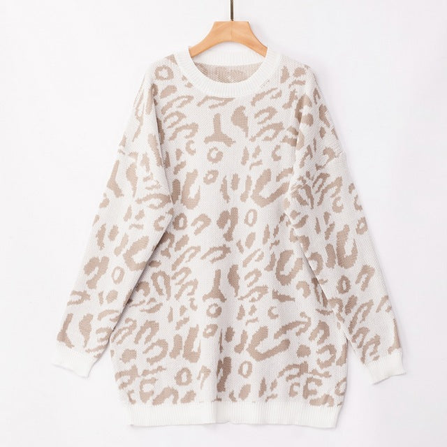 Leopard Print Knitted Sweater