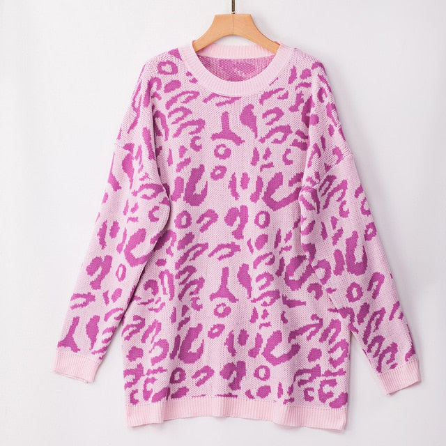 Leopard Print Knitted Sweater