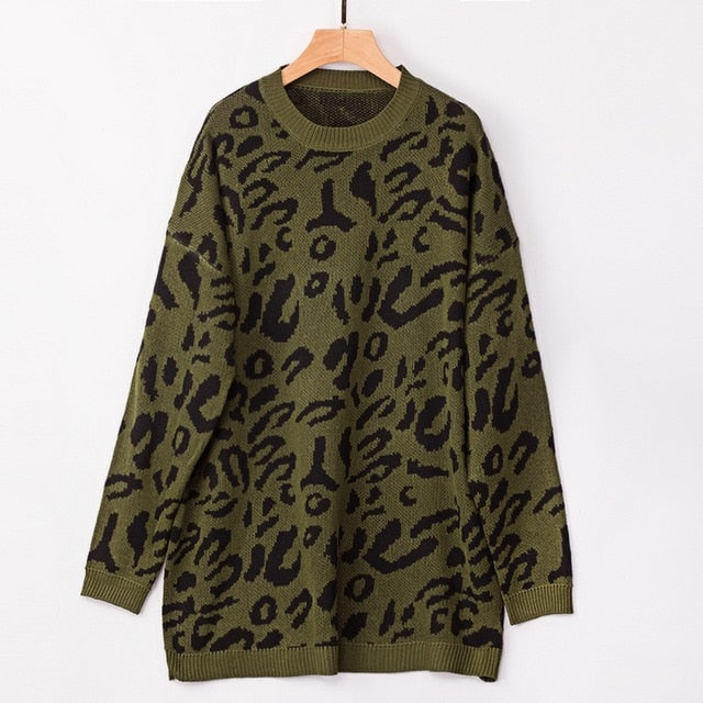 Leopard Print Knitted Sweater
