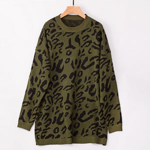 Leopard Print Knitted Sweater
