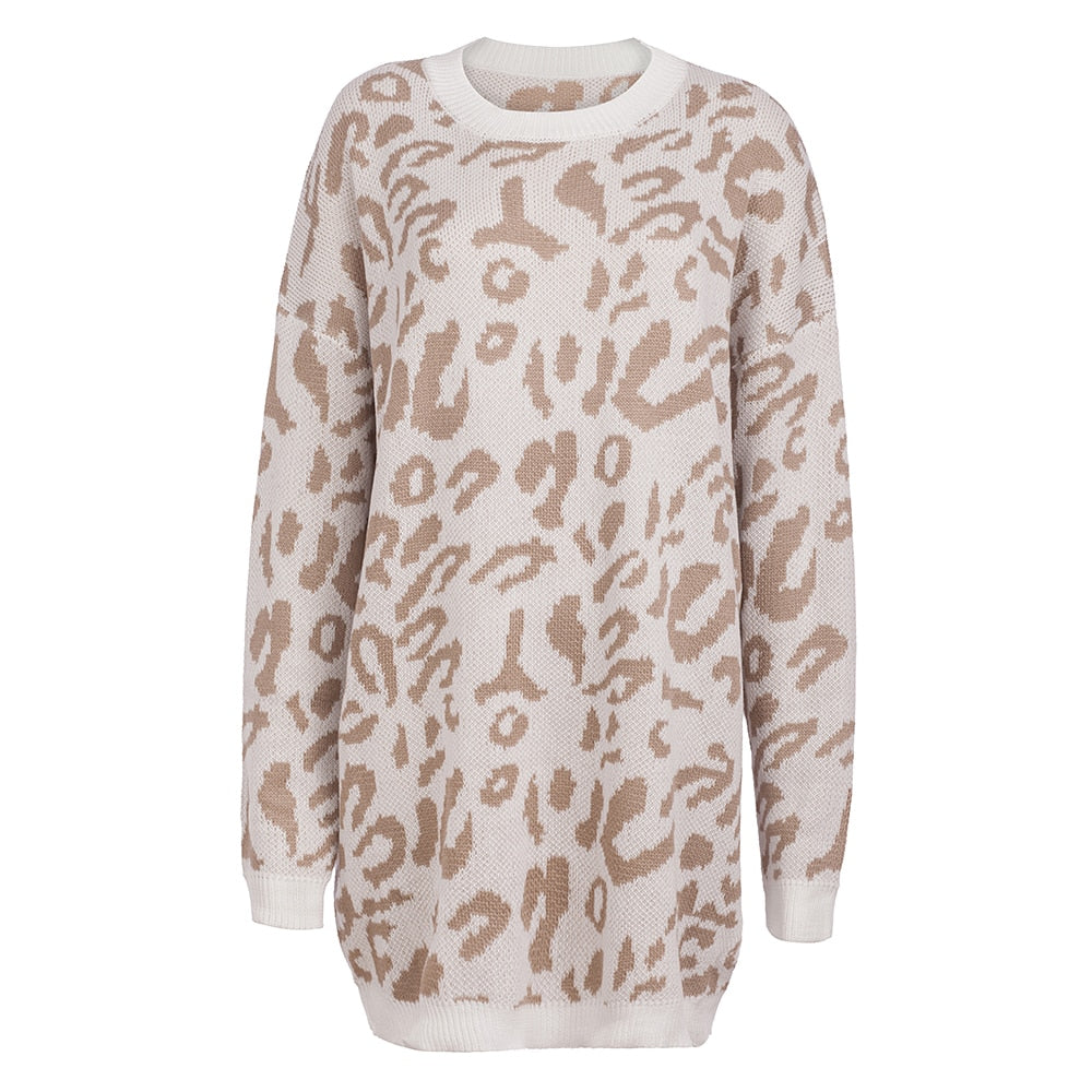 Leopard Print Knitted Sweater