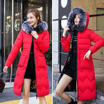 Jacket With Fur Hooded Long Padded Female Coat