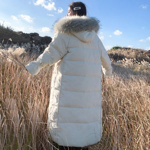 Women Hooded With Fur long Down Coat