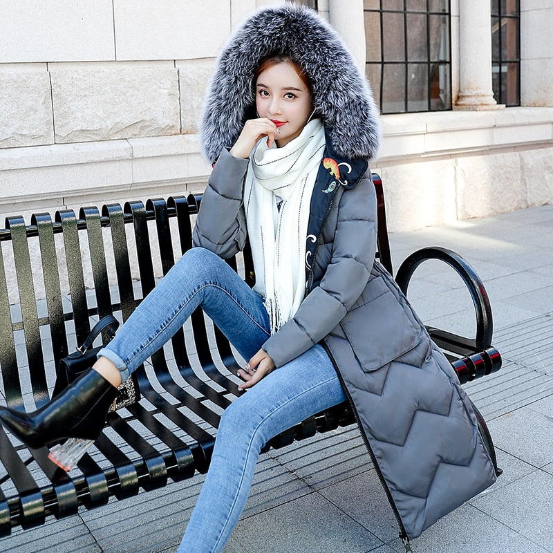 Both Sides Wearable Fur Hooded Long Coat