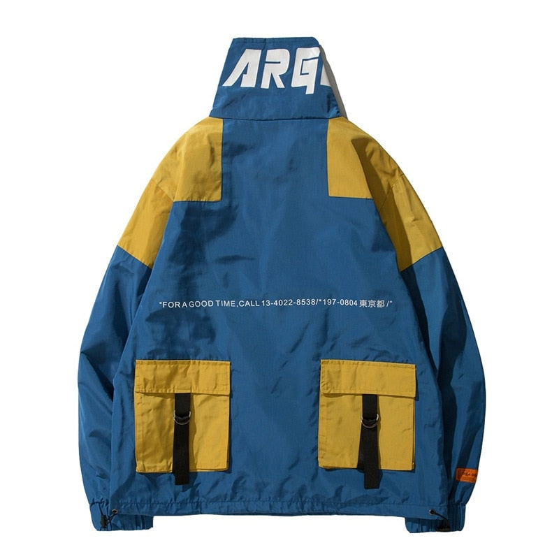 Retro Color Matching Windbreaker Jacket