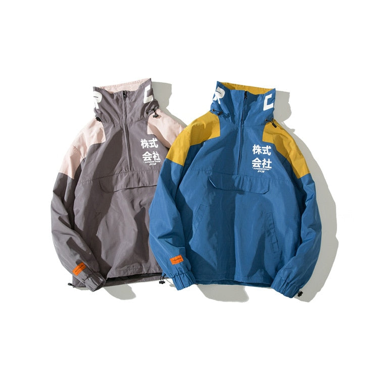 Retro Color Matching Windbreaker Jacket