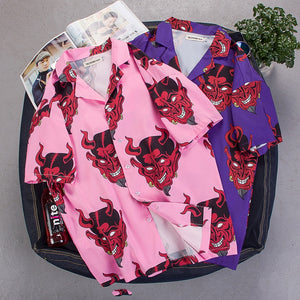 Devil Printed Short Sleeve Hawaiian Shirts