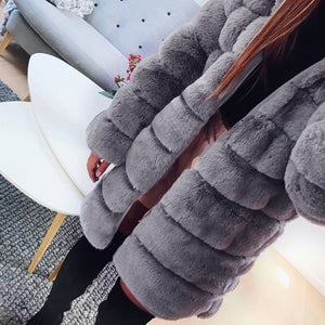 Fashion Luxury Faux Fur Coat Hooded