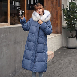Thicken Fur Hooded Warm Female Long Parka Padded Coat