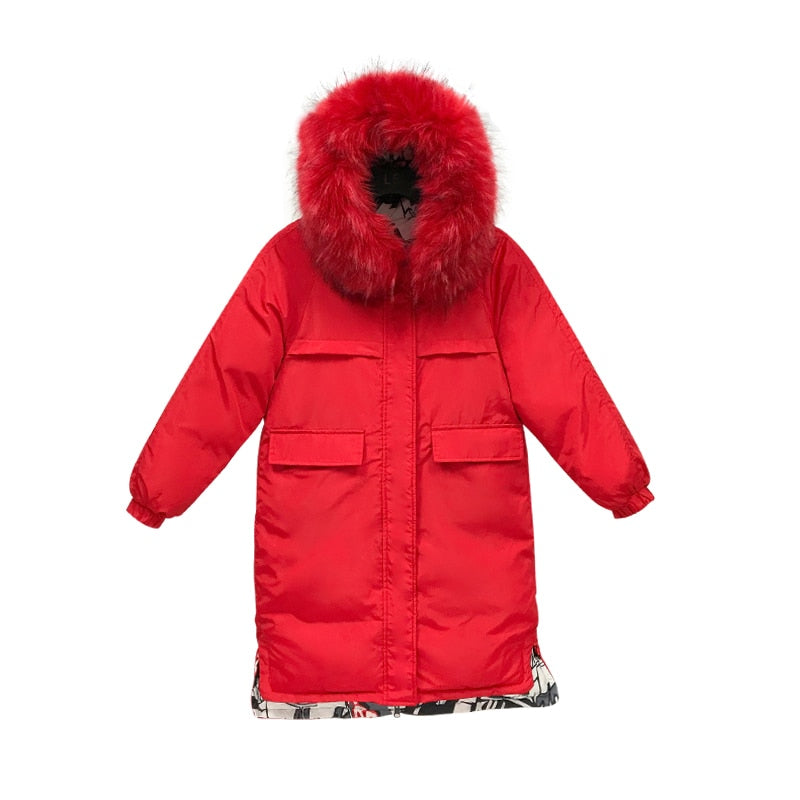 Women Hooded Thicken Fur Long Warm Coat