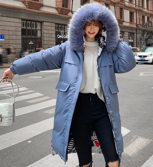 Women Hooded Thicken Fur Long Warm Coat