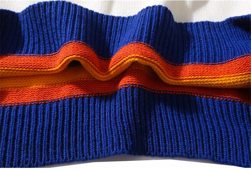 Rainbow Striped Retro Style Sweater
