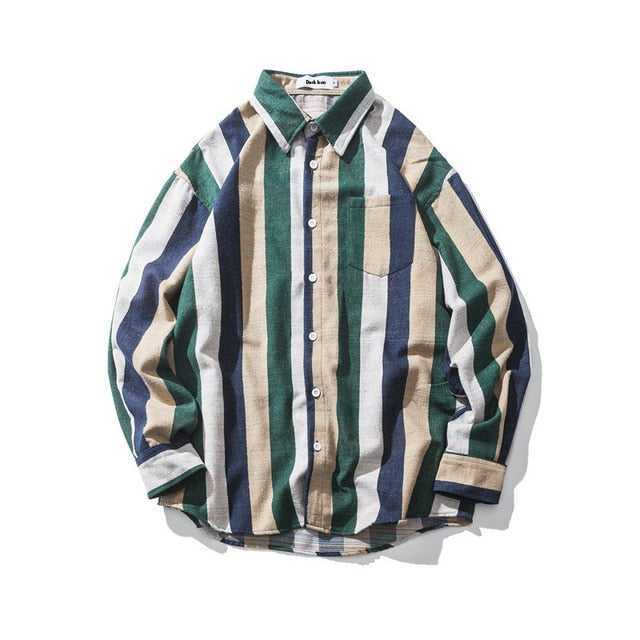Striped Turn-down Collar Shirt