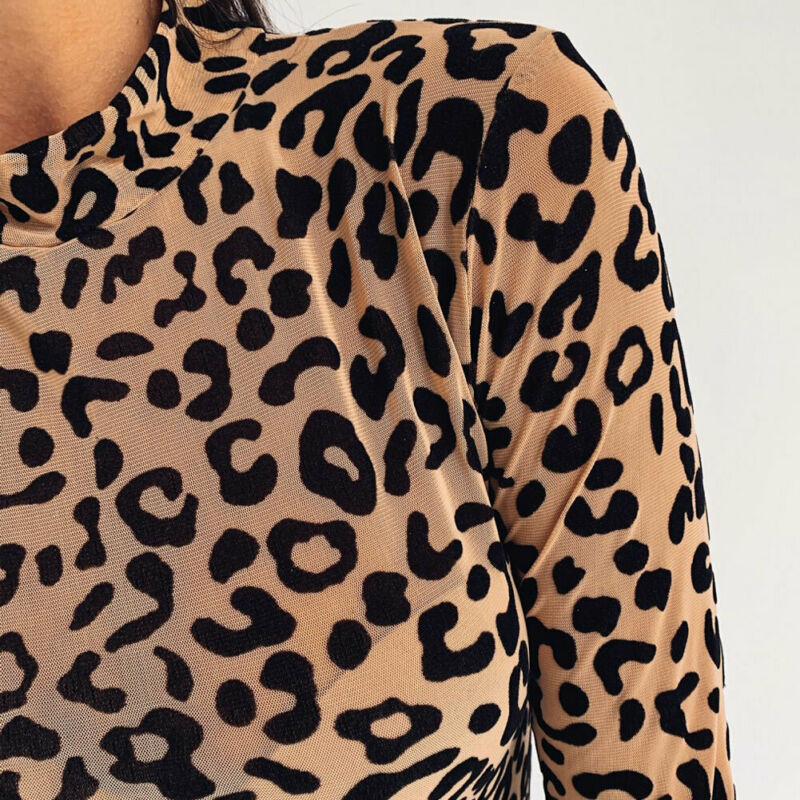 Leopard Print Turtle Neck Top