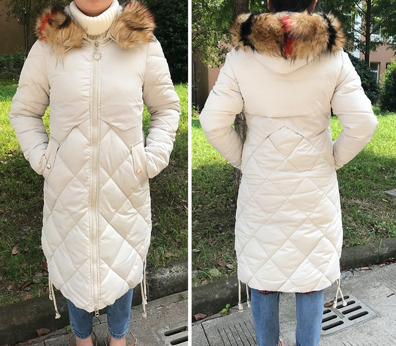 Colorful Fur Hooded Womens Long Jackets