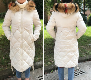 Colorful Fur Hooded Womens Long Jackets