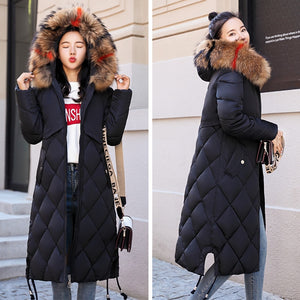Colorful Fur Hooded Womens Long Jackets