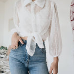 Women Mesh Sheer Blouse In 2 Colors