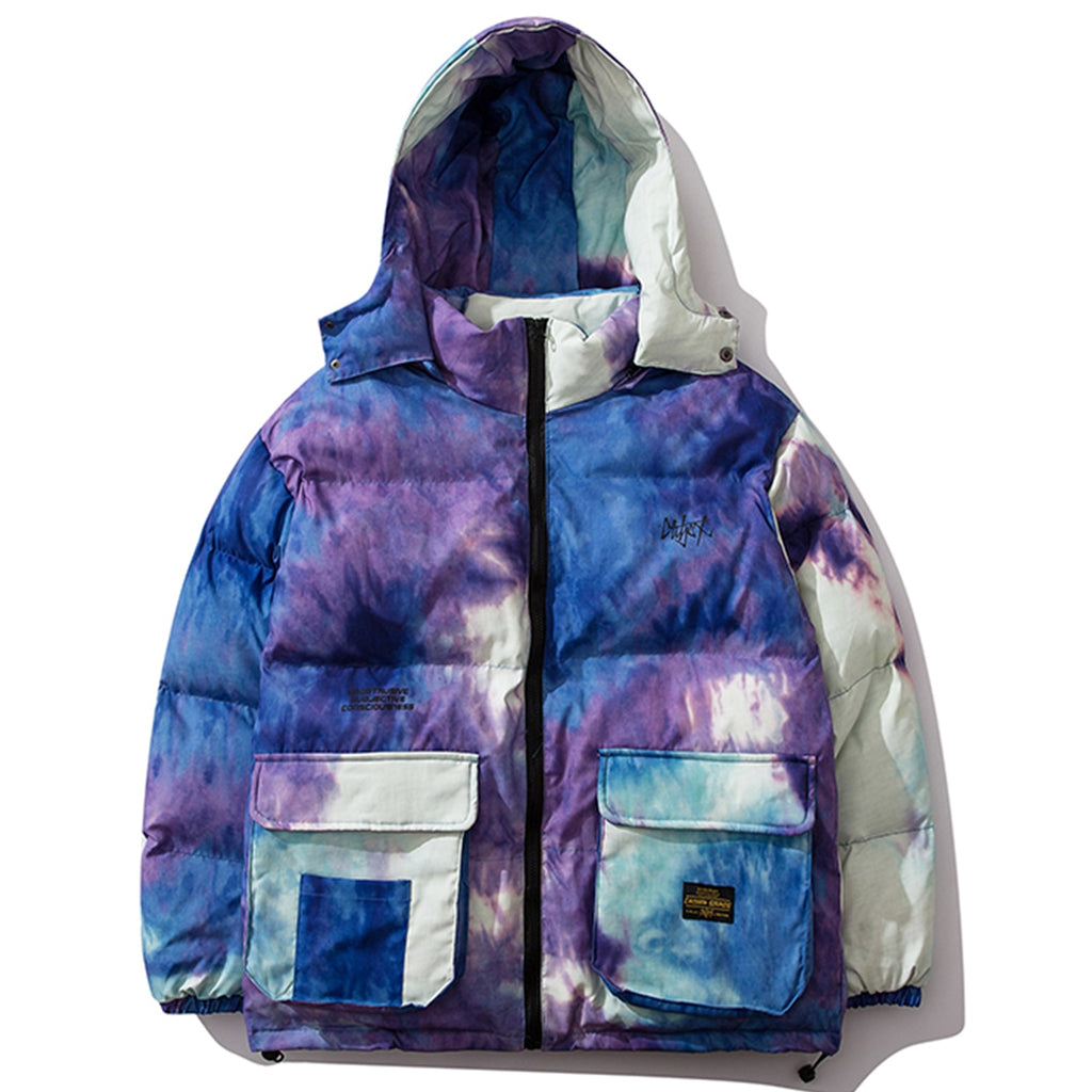 Tie Dyeing Men Thick Parkas Fashion Casual Warm Jacket