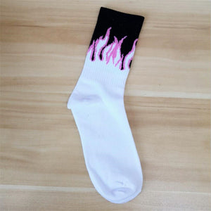 Hip Hop Hit Color On Fire Crew Socks