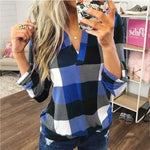 V-neck Check Shirt Print