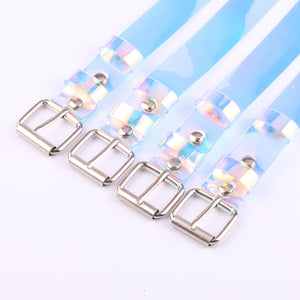 Laser Holographic Clear Pin Buckle wide Waist Bands