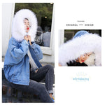 Fur Trim Hoodie Cotton Liner Long Denim Jackets