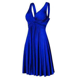 V-neck Retro Sling Pleated Slim Flare Party Sundress