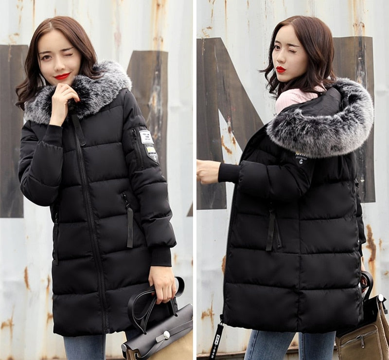 Warm Fur Hooded Long Coat