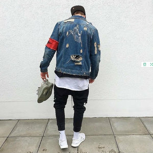 Streetwear Hip Hop Bomber Denim Jacket