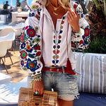 White Floral Ethnic style Embroidered Top