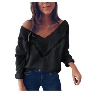 Long Sleeve Hollow Sweater Lace Slim Jumper