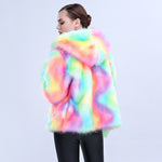 Furry Fur Long Sleeve Gradient Colors Jacket