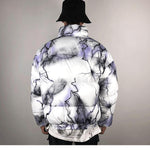 Lightning Print Streetwear Men Windbreaker Padded Jacket