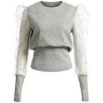 Mesh Puff Long Sleeve Tops In Differnet Styles